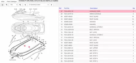 Gunwale Side Yamaha Vesijetti VX1800 GP1800 VC1800 VX1050 - Vesijettiosat ja tarvikkeet - 41415 - 2