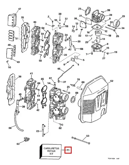 Kaasuttimen Korjaussarja/Kit Ay Repair Kit Evinrude/Johnson 90 100 115 150 175hv - Evinrude/Johnson osat perämoottoreille - 52545 - 1
