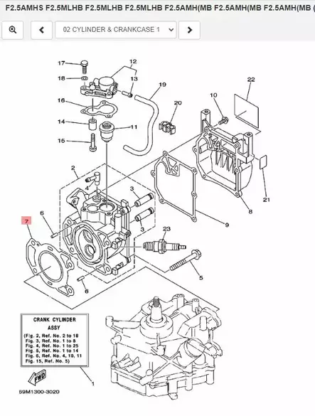 Kannentiiviste/Gasket Cylinder Head 1 Yamaha/Parsun F2.5A 2003-2014 - Yamaha muut - 20335 - 2