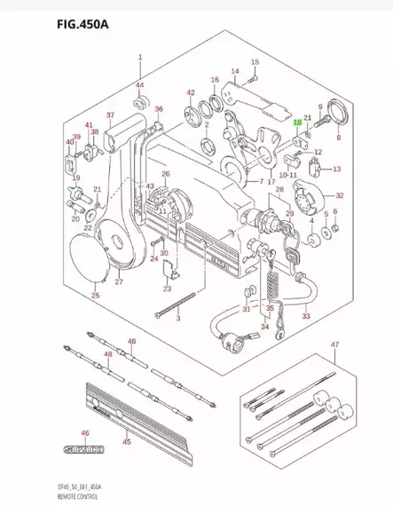 Kaukosäätökaapelin Pääte/End Cable Connector Suzuki - Suzuki osat perämoottorille - 42855 - 2