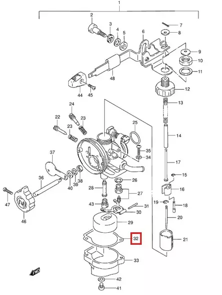Kohokammion Tiiviste/Gasket Float Chamber Suzuki DT2.2 - Suzuki osat perämoottorille - 51045 - 1