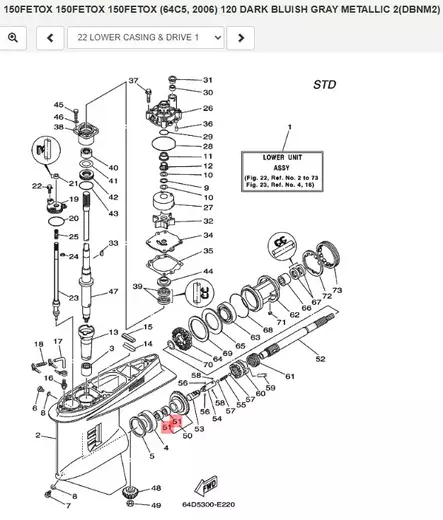 Laakeri/Bearing Needle (6G5) Yamaha - Yamaha osat perämoottoreille - 50385 - 1