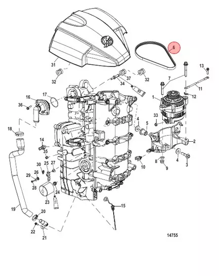 Moniurahihna Laturi/Belt Serpentine Mercury 75-115hv EFI - Mercury/Mercruiser osat - 52515 - 1
