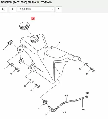 Öljykorkki/Oil Tank Cap Assy Yamaha Moto DT50R DT50RSM - Yamaha Moto - 27115 - 2