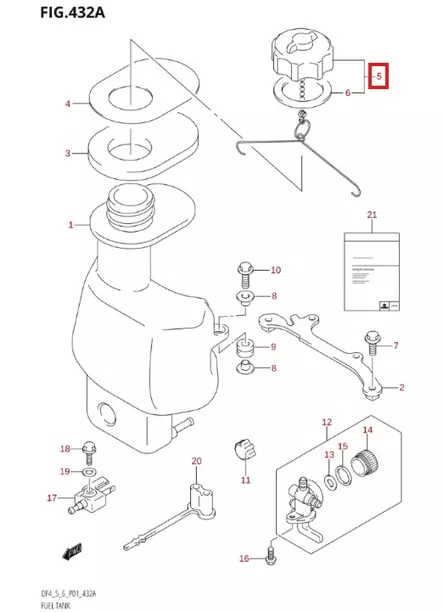 Polttoainetankin Korkki/Cap Assy Fuel Tank Suzuki DF2.5-DF6 - Suzuki osat perämoottorille - 51095 - 1