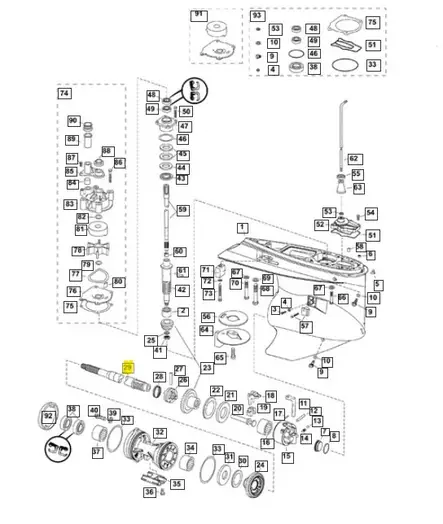 Potkuriakseli/Shaft Ay Propeller Evinrude - Evinrude/Johnson osat perämoottoreille - 50375 - 1