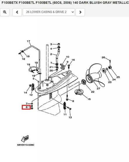 Pultti/Bolt (64D) Yamaha F100-F350hv - Yamaha osat perämoottoreille - 50625 - 1