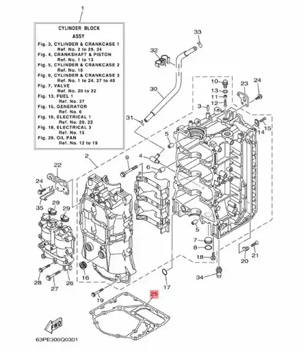 Rikintiiviste/Gasket Cylinder Yamaha F150/VF150/F175/F200 - Yamaha muut - 31435 - 2