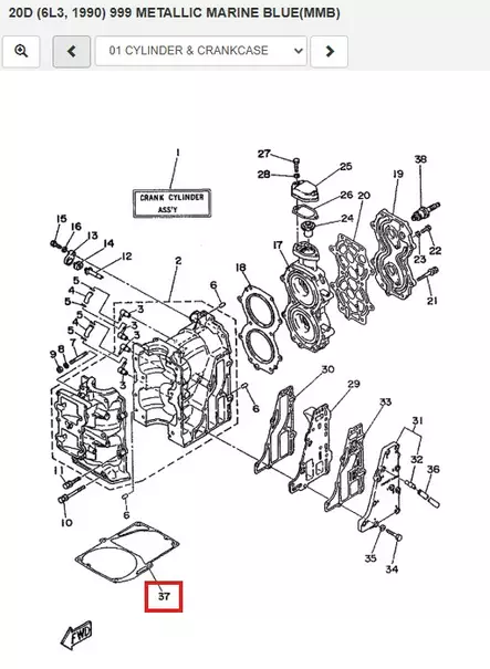 Rikitiiviste/Gasket Upper Casing Yamaha 20D 25N 25D (autolube) - Varaosat ja lisävarusteet - 52585 - 1