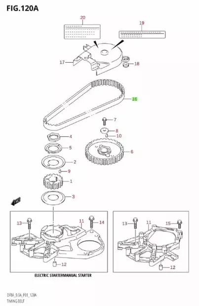 Suzuki Jakohihna DF8A/DF9.9A Timing Belt - Suzuki osat perämoottorille - 36245 - 2