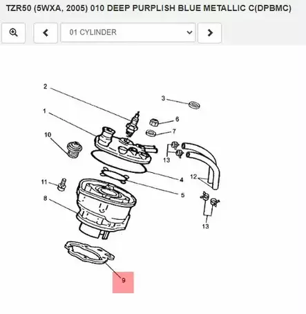 Sylinterin Alatiiviste/Gasket Cylinder Yamaha Moto DT50R DT50RSM TZR50 - Yamaha Moto - 19865 - 2