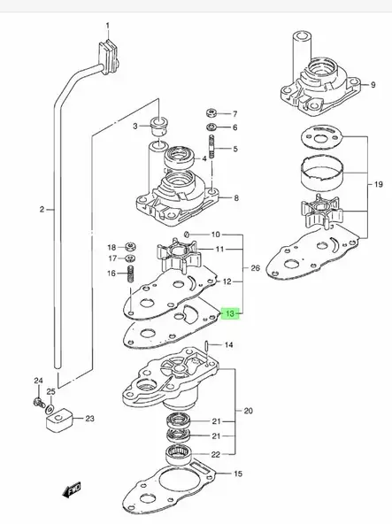 Tiiviste/Gasket Water Pump Plate Suzuki - Suzuki osat perämoottorille - 43285 - 2