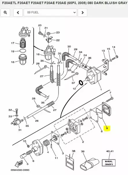 Tiiviste Polttoainepumppu/Fuel Pump Gasket Packing Yamaha F20A-F100A - Yamaha muut - 24005 - 2