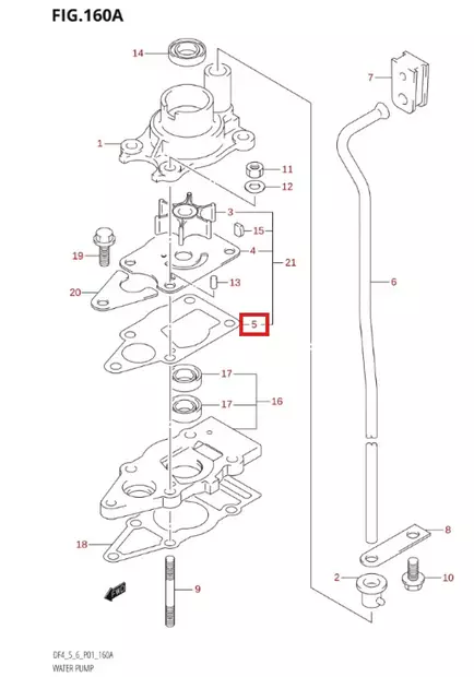 Tiiviste Vesipumppu/Gasket Pump Case Panel Suzuki DF4-DF6 - Varaosat ja lisävarusteet - 52525 - 1