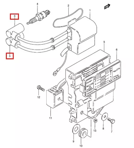 Tulpan Hattu/Cap Spark Plug Suzuki DT2-DT140 - Suzuki osat perämoottorille - 50855 - 2