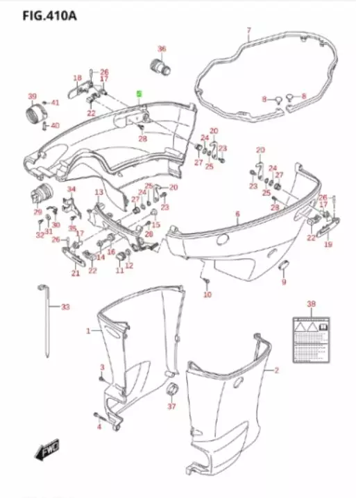 Cover, side bb DF150-200/K17- - Suzuki osat perämoottorille - 37545 - 1