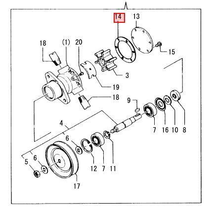 Yanmar Vesipumpun tiiviste Kiilasiipipyörä 2GM20F 3GM30F - Yanmar moottorin alkuperäisosat - 34426 - 2