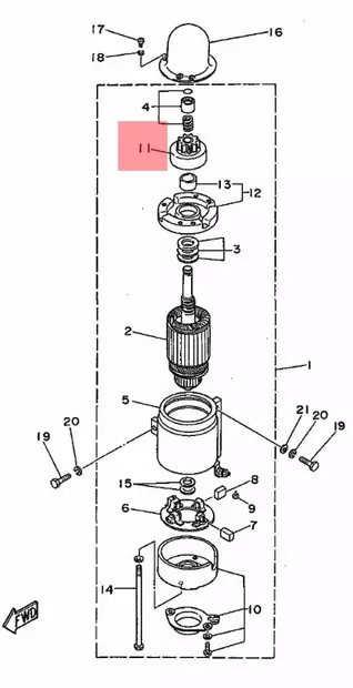 Bendix Ratas Starttimoottori/Clutch Over Run Yamaha 2-T 75/80/85/90 - Yamaha muut - 40276 - 2