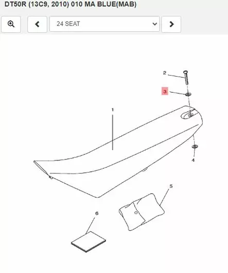 Muoviprikka/Washer Special Seat Yamaha Moto DT50R - Yamaha Moto - 19966 - 2