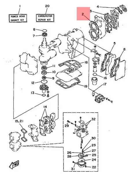 Sylinterinkannen tiiviste YAMAHA 40Q Gasket Cylinder Head - Perämoottorin Moottorin osat - 38426 - 2