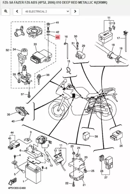 Aluslevy Ohjausyksikkö/Washer Plate (87G) Yamaha Moto FZ6 Fazer - Yamaha Moto - 19116 - 2
