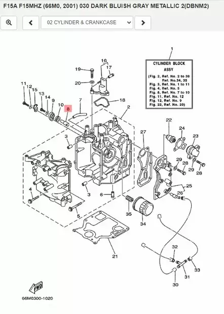 Anodi Lohkoon Yamaha F9.9C FT9.9D F13.5A F15A Z250 Z300A - Yamaha sinkkianodit - 10796 - 2
