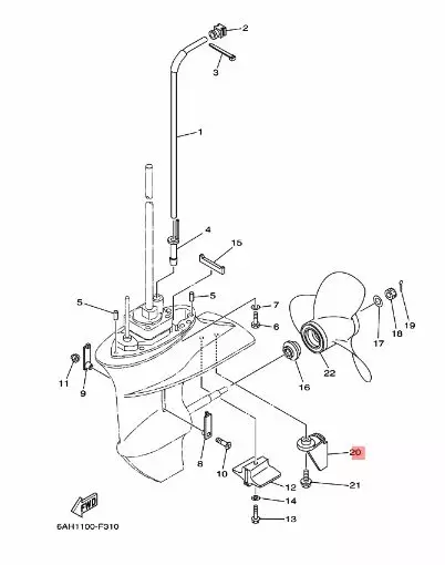 Eväsinkki TAB-TRIM Yamaha F9.9H F15C F20B - Yamaha sinkkianodit - 24406 - 2