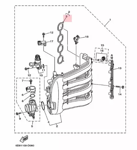 Imusarjan Tiiviste/Gasket Manifold 1 F75B/F80B/C/F100D Yamaha - Yamaha muut - 37316 - 2