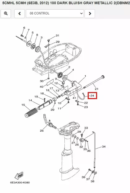 Kaasuvaijeri/Throttle Cable Yamaha 4AC 4AS 5C - Yamaha osat perämoottoreille - 50966 - 1