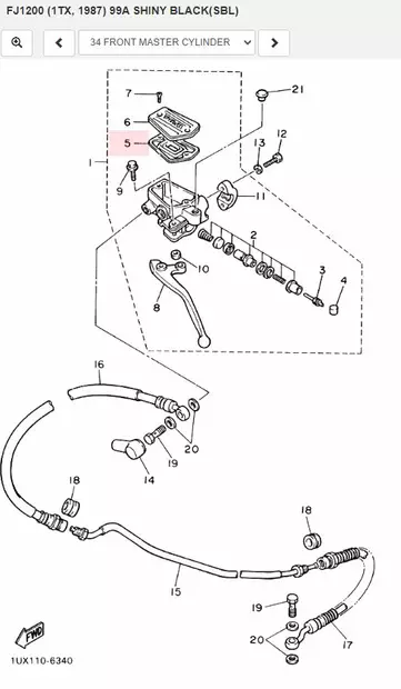 Kalvo Jarrunestesäiliö/Diaphragm Reservoir Yamaha Moto FJ1200 FZ750 FZX750 - Yamaha Moto - 21646 - 2