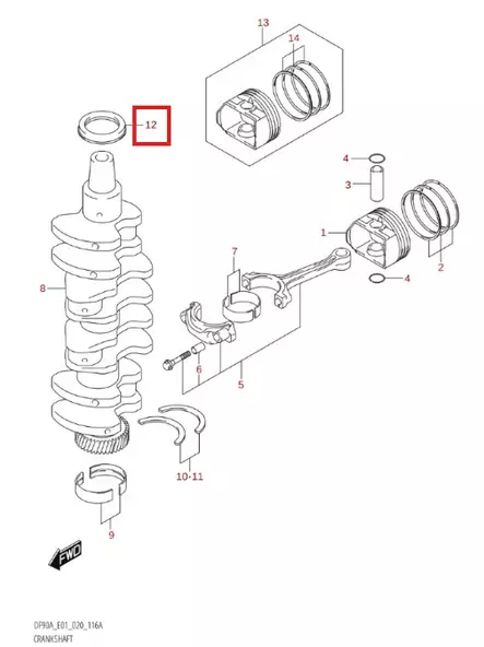 Kampiakselin Stefa Ylempi/Seal Oil Suzuki DF70-DF140 (52X70X10) - Suzuki osat perämoottorille - 50646 - 2