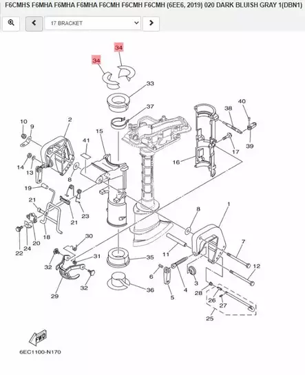 Kaulus/Bushing Pivot Sha Yamaha F4B F5A - Yamaha muut - 30346 - 2