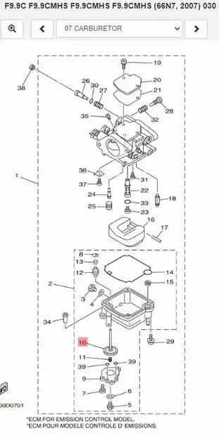 Kiihdytyspumpun Kalvo/Diaphragm Assy Yamaha F9.9C F13.5A F15A - Yamaha muut - 29596 - 2