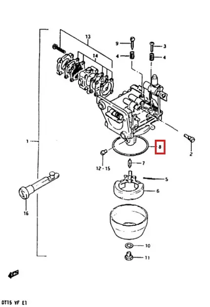 Kohokammion Tiivisterengas/Gasket Float Chamber Suzuki DT5 DT8 DT9.9 DT15 DT16 - Varaosat ja lisävarusteet - 52576 - 1