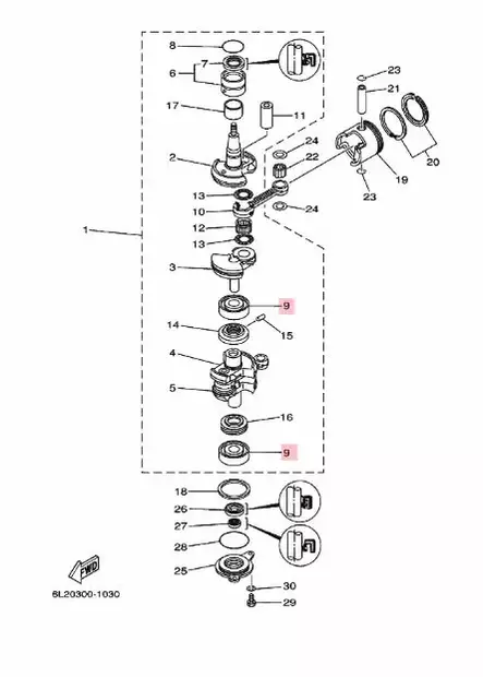 Laakeri/Bearing Crankshaft Yamaha 20-30hv - Yamaha muut - 37436 - 2