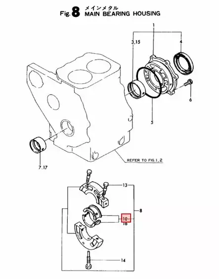 Laakeri/Metal Main Center 1 Yanmar 2GM20F 3GM30F - Yanmar moottorin alkuperäisosat - 42746 - 2