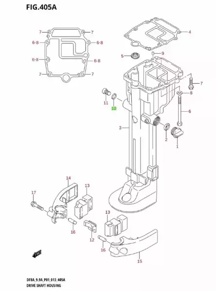 Moottoriöljyn Tyhjennystulpan Tiiviste Drive Shaft Housing Suzuki DF4-DF30 - Suzuki osat perämoottorille - 38686 - 2