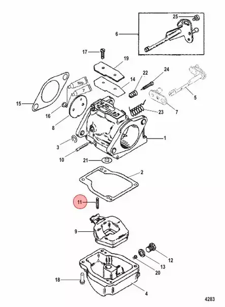 Neula/Valve-Inlet Needle Carburetor Mercury Mariner 30-125hv - Mercury/Mercruiser osat - 40296 - 2