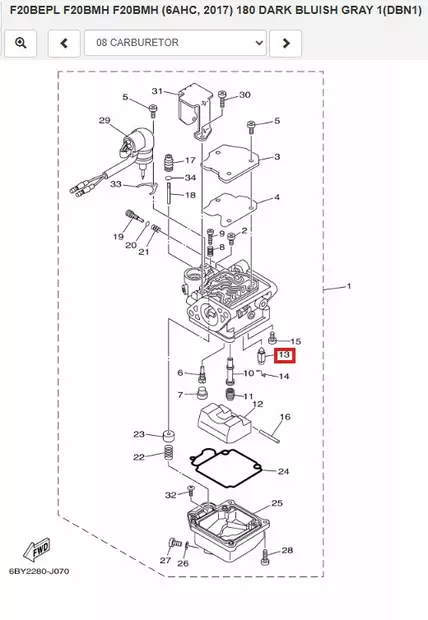 Neulaventtiili/Needle Valve Carburetor Yamaha 6-40hv - Varaosat ja lisävarusteet - 52586 - 1