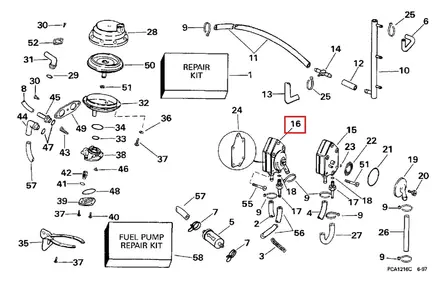 Polttoainepumppu/Fuel Pump Assy Lower Johnson/Evinrude 25-235hv - Evinrude/Johnson osat perämoottoreille - 51036 - 1