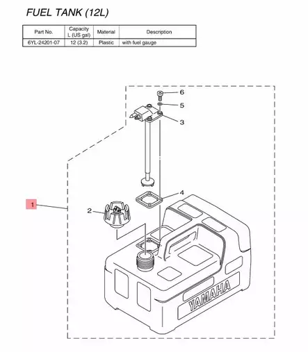 Polttoainesäiliö Fuel Tank Assy Yamaha 12L std. - Yamaha muut - 31346 - 2