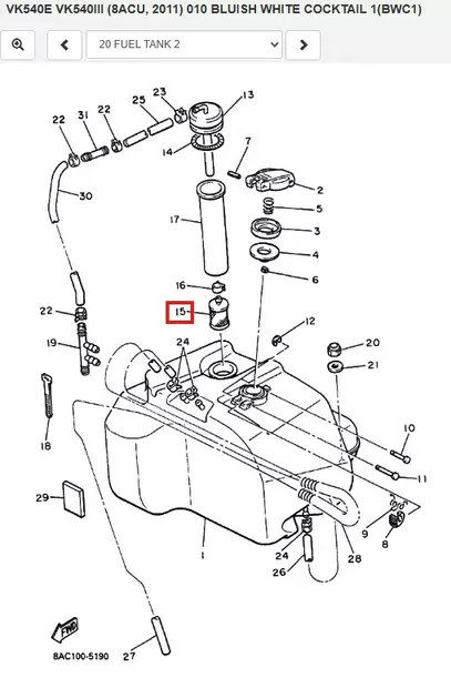 Polttoainesuodatin/Filter Assy In-Tank Yamaha Kelkka - Yamaha Moto - 50866 - 2