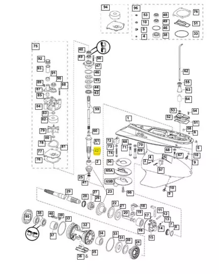 Pystyakseli Alempi/Driveshaft Lower Evinrude - Evinrude/Johnson osat perämoottoreille - 50376 - 1