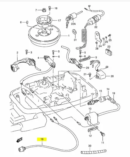 Sammutuskytkin/Nappi/Switch Assy Engine - Suzuki osat perämoottorille - 42886 - 2