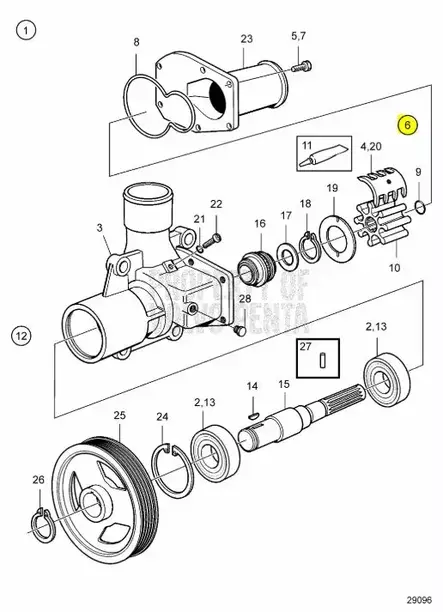 Siipipyörä/Impeller Kit Volvo Penta D4-sarja - Sisäperämoottorin Jäähdytys - 15656 - 2