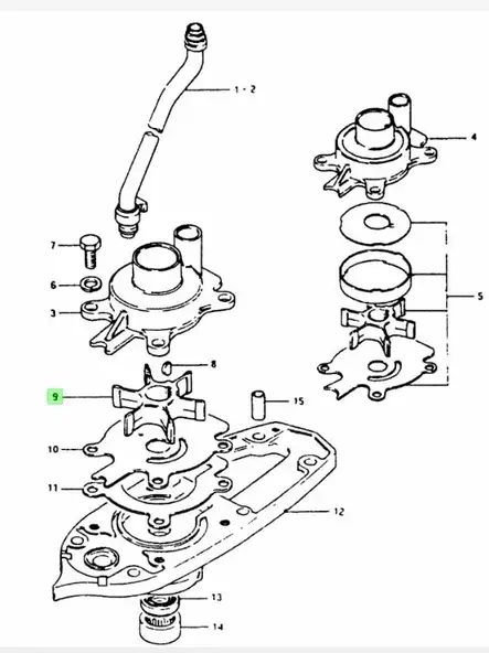 Siipipyörä/Impeller Suzuki DT35-DT65 (122-9-45501) - Perämoottorin Jäähdytys - 42876 - 2