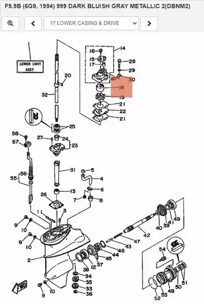 Siipipyörän Kuppi/Insert Cartridge Yamaha F8A/B/F9.9A/B/15D - Yamaha muut - 38356 - 2