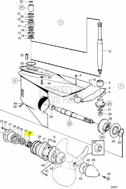 Stefa Potkuriakseli/Sealing Ring Volvo Penta 250-290 100S-120S SP-A/E - Sisäperämoottorin osat - 7046 - 2