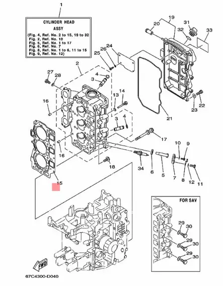 Sylinterikannen Tiiviste/Gasket Cylinder Head 1 F30A/F40B Yamaha - Yamaha muut - 26806 - 2
