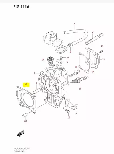 Sylinterikannen Tiiviste/Gasket Cylinder Head Suzuki DF4 DF5 DF6 - Suzuki osat perämoottorille - 41286 - 2